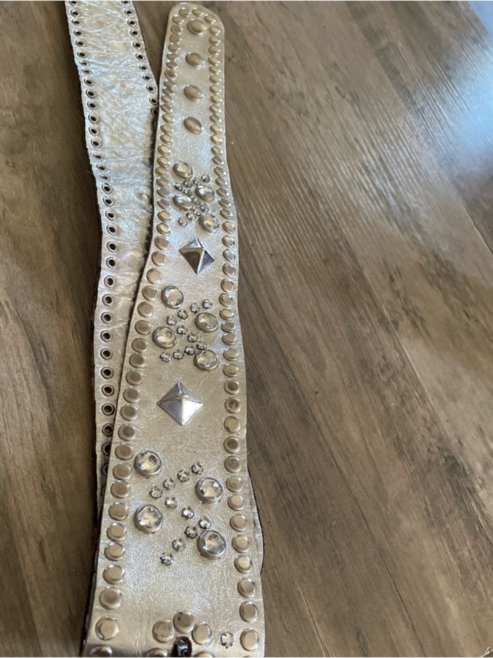 Western Rhinestone studded silver metallic Grommet Cowgirl Rodeo Belt Snap close